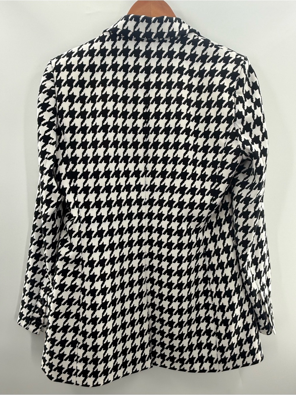 Alice + Olivia Breann Long Fitted Houndstooth Single Button Classic Blazer 10 - Picture 14 of 16